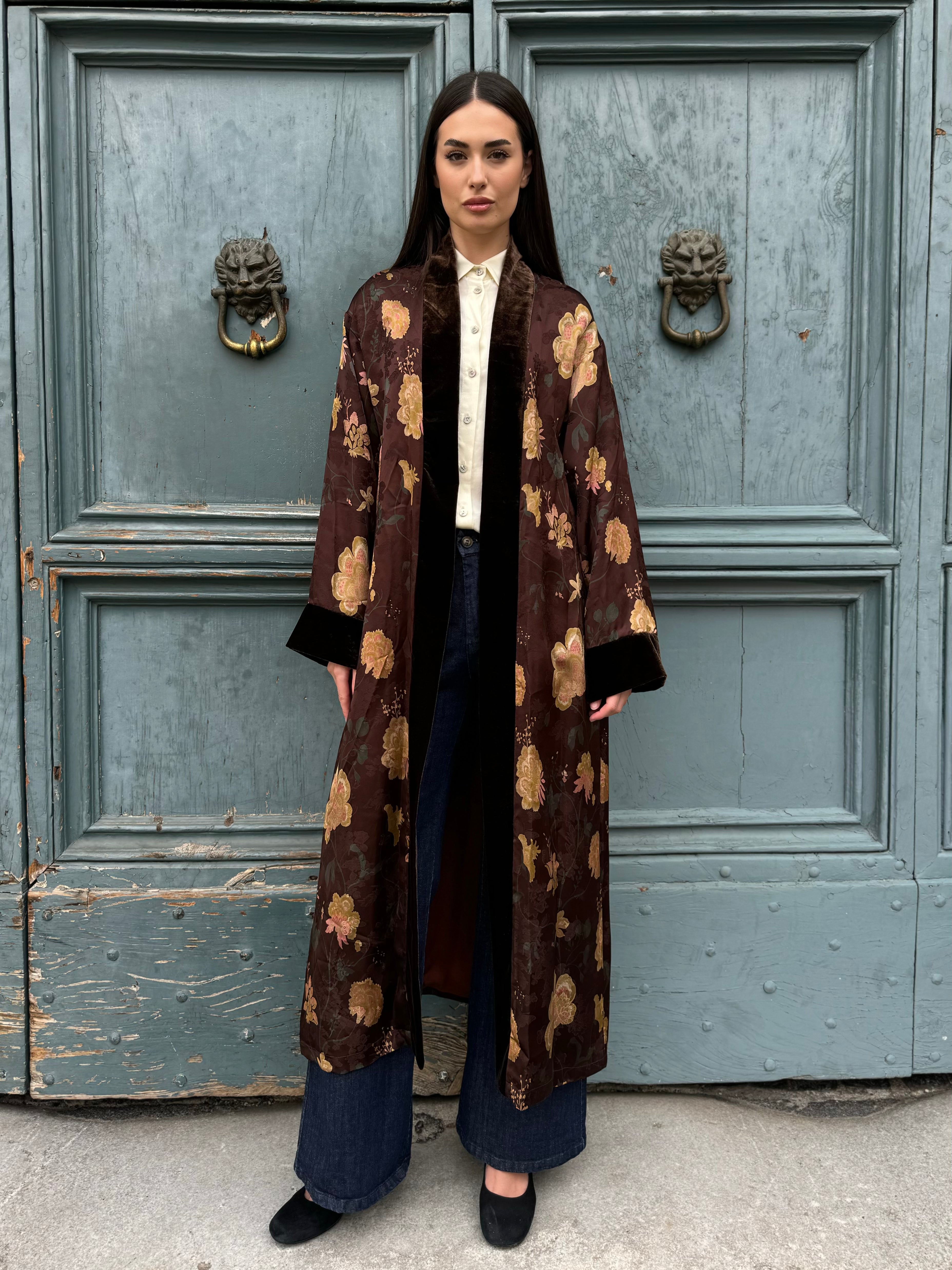 WU-SIDE - kimono jacquard - MARRONE