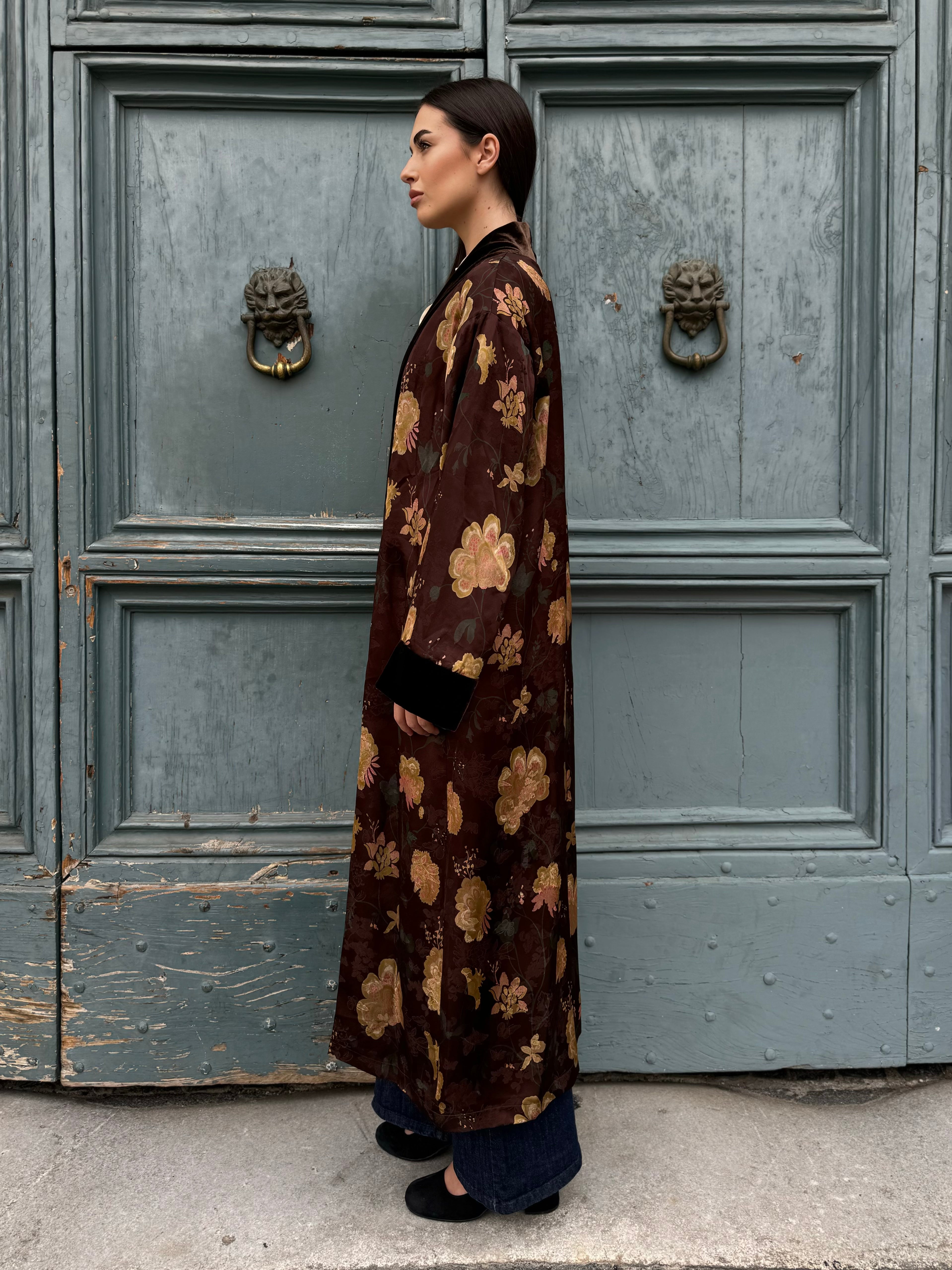 WU-SIDE - kimono jacquard - MARRONE
