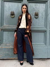 WU-SIDE - kimono jacquard - MARRONE