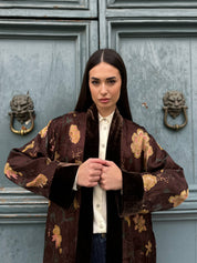 WU-SIDE - kimono jacquard - MARRONE