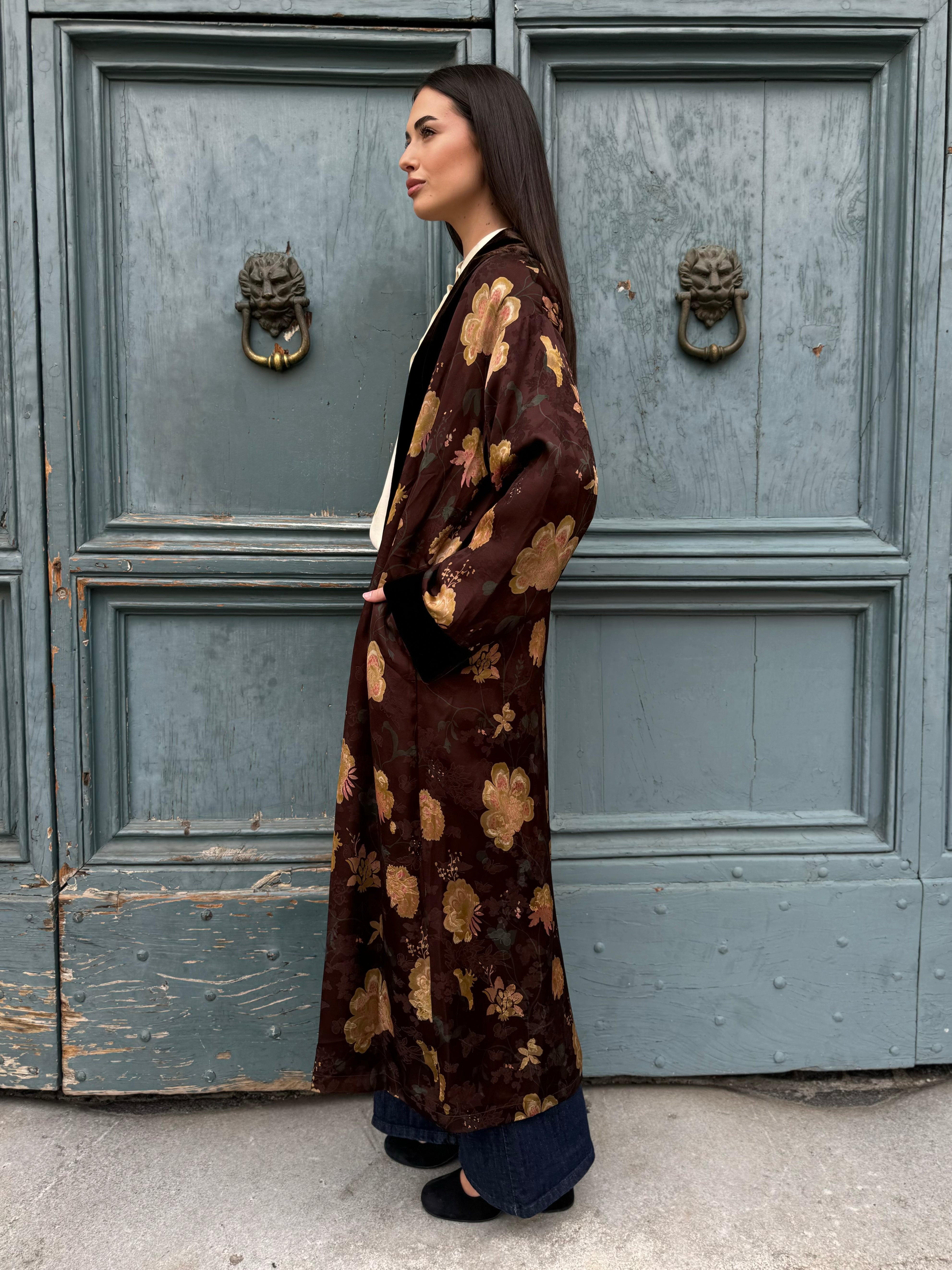 WU-SIDE - kimono jacquard - MARRONE