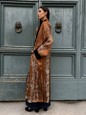 WU-SIDE - kimono jacquard bordi velluto - RAME