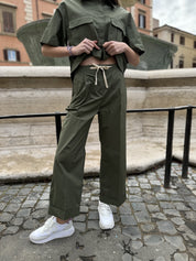 HAPPY 25 - pantalone cotone - MILITARE