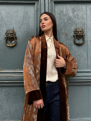 WU-SIDE - kimono jacquard bordi velluto - RAME