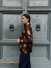 WU-SIDE - camicia jacquard - MARRONE