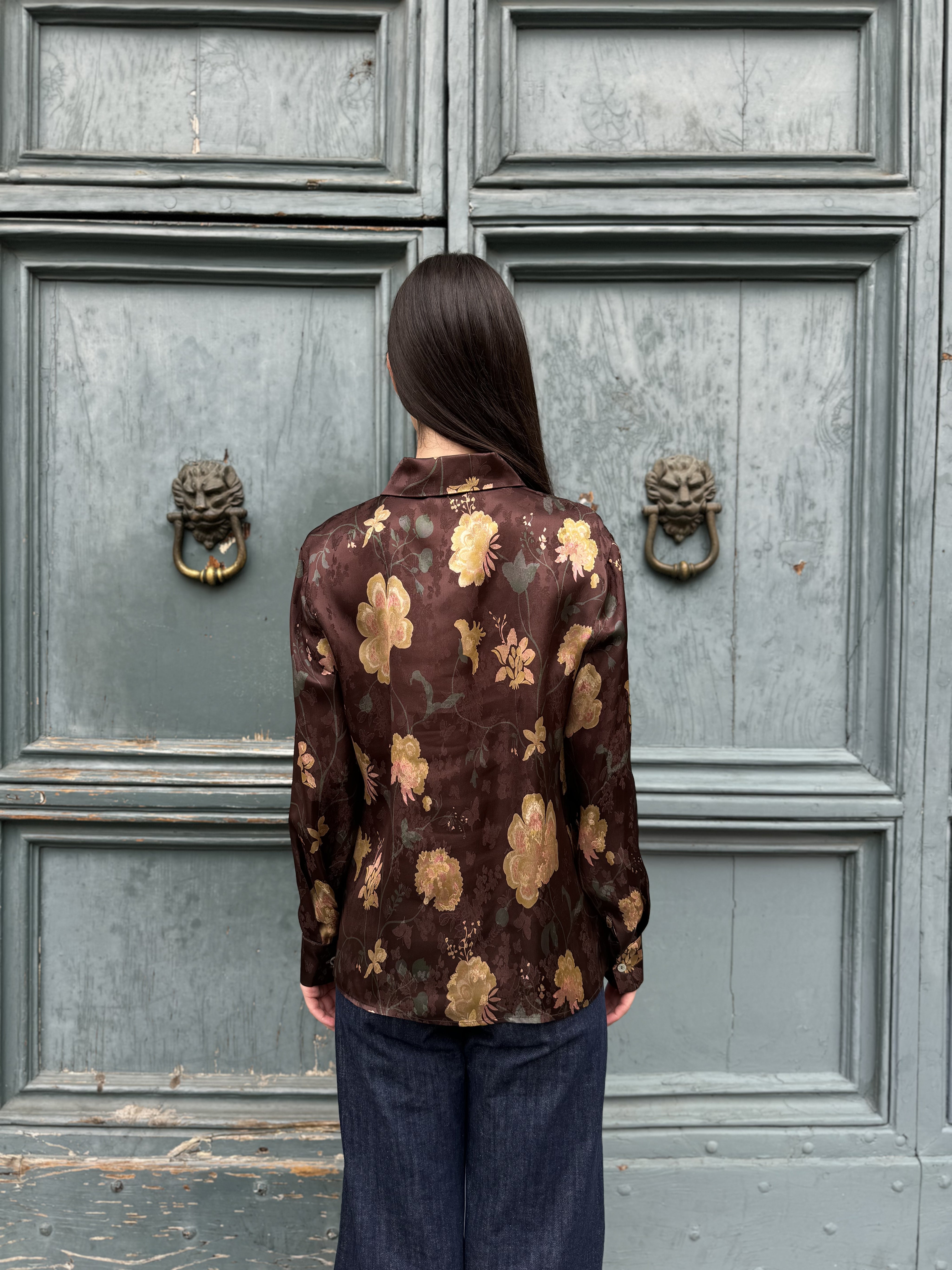 WU-SIDE - camicia jacquard - MARRONE