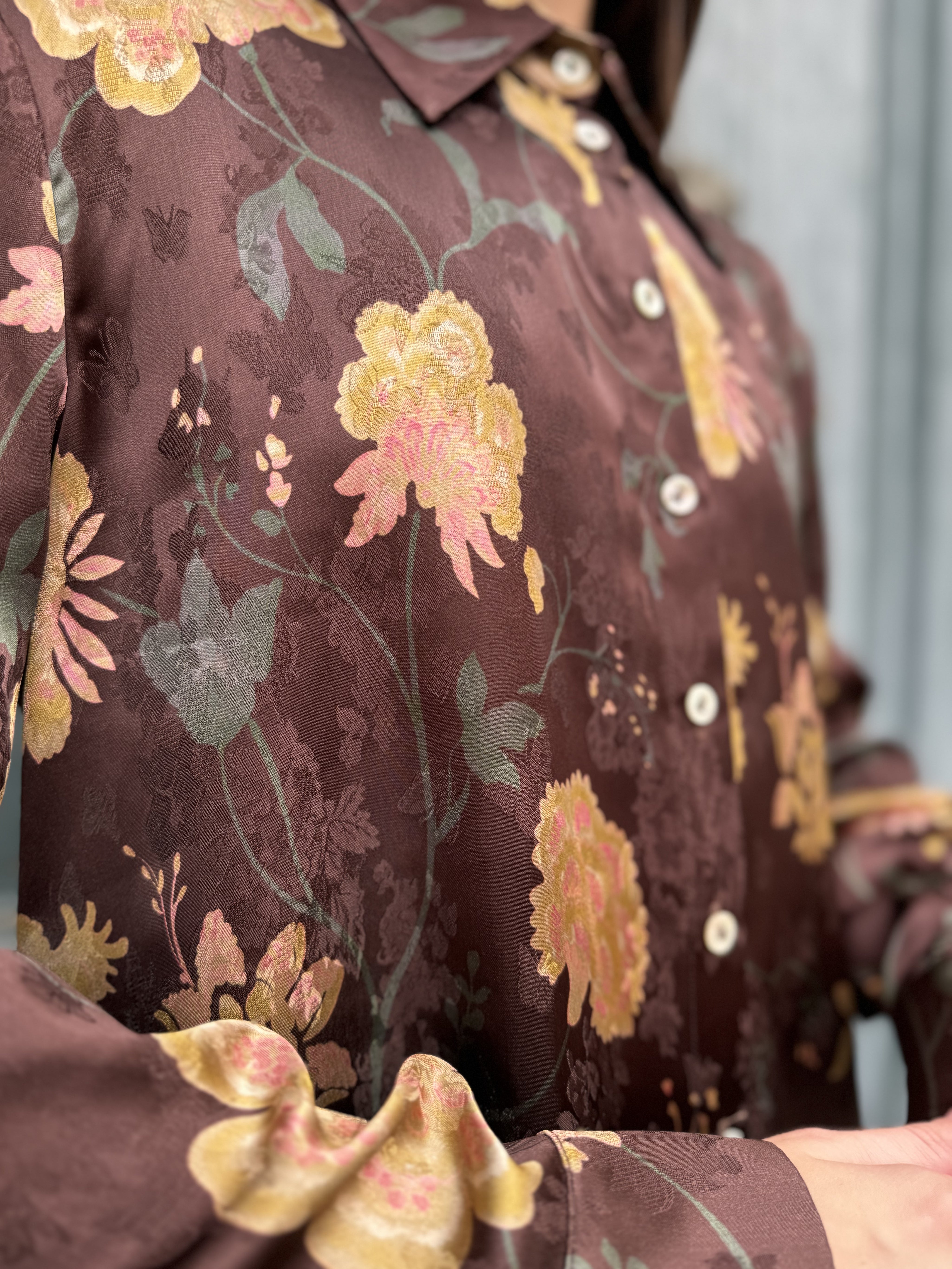 WU-SIDE - camicia jacquard - MARRONE