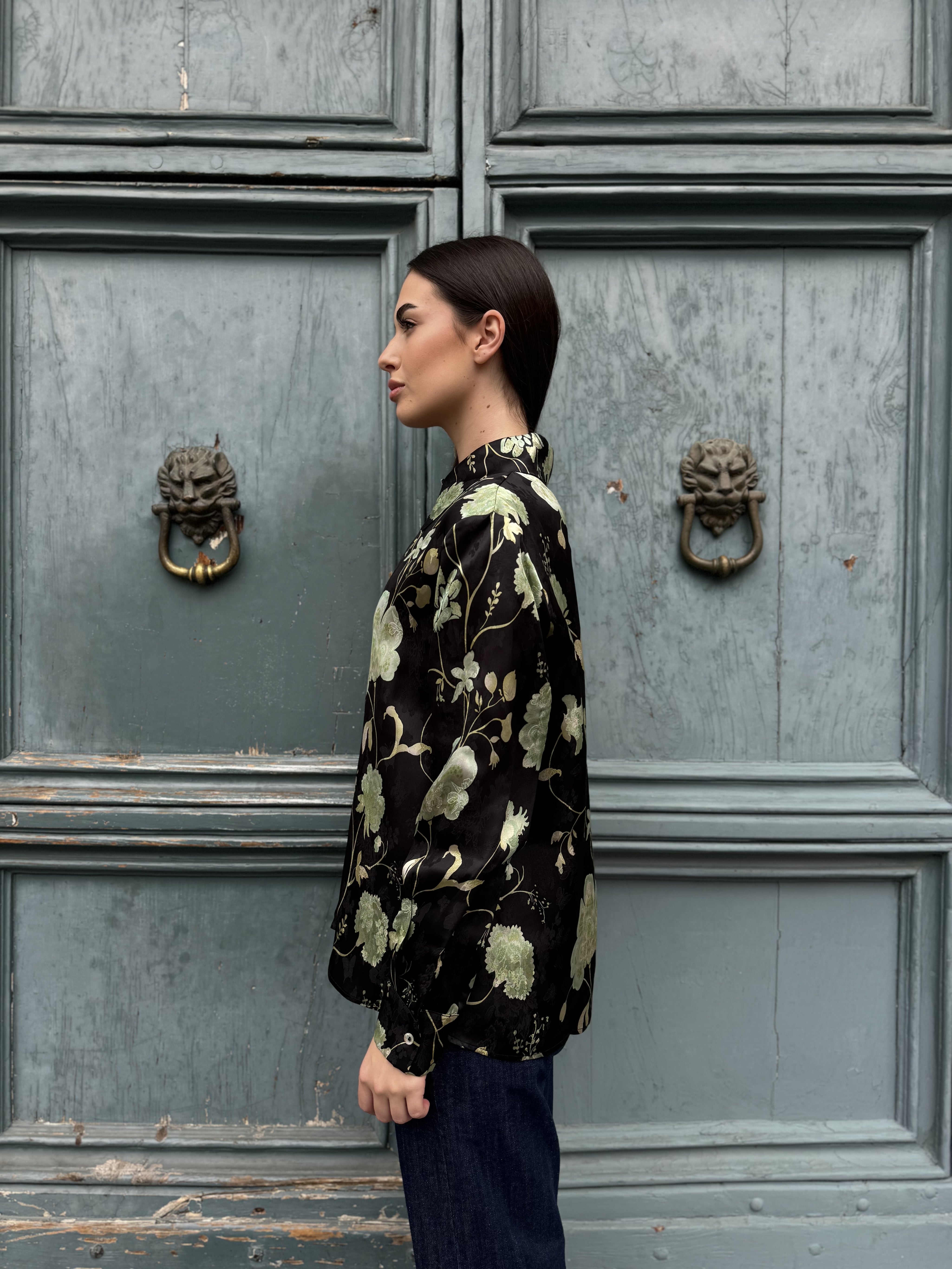 WU-SIDE - camicia jacquard - NERO