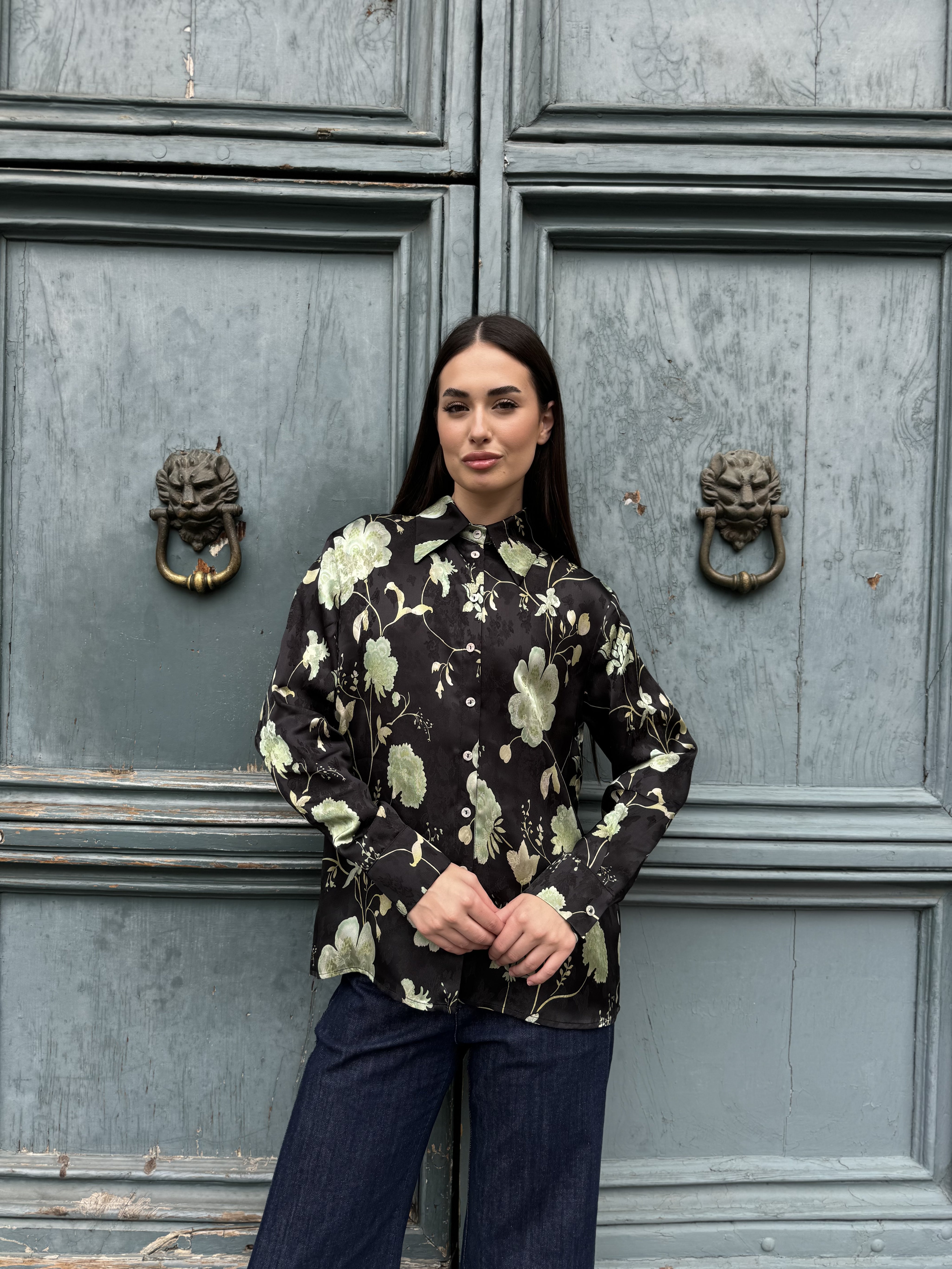 WU-SIDE - camicia jacquard - NERO