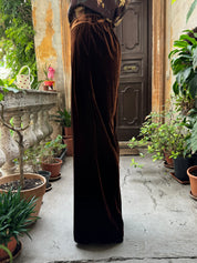 WU-SIDE - pantalone velluto palazzo - RUGGINE