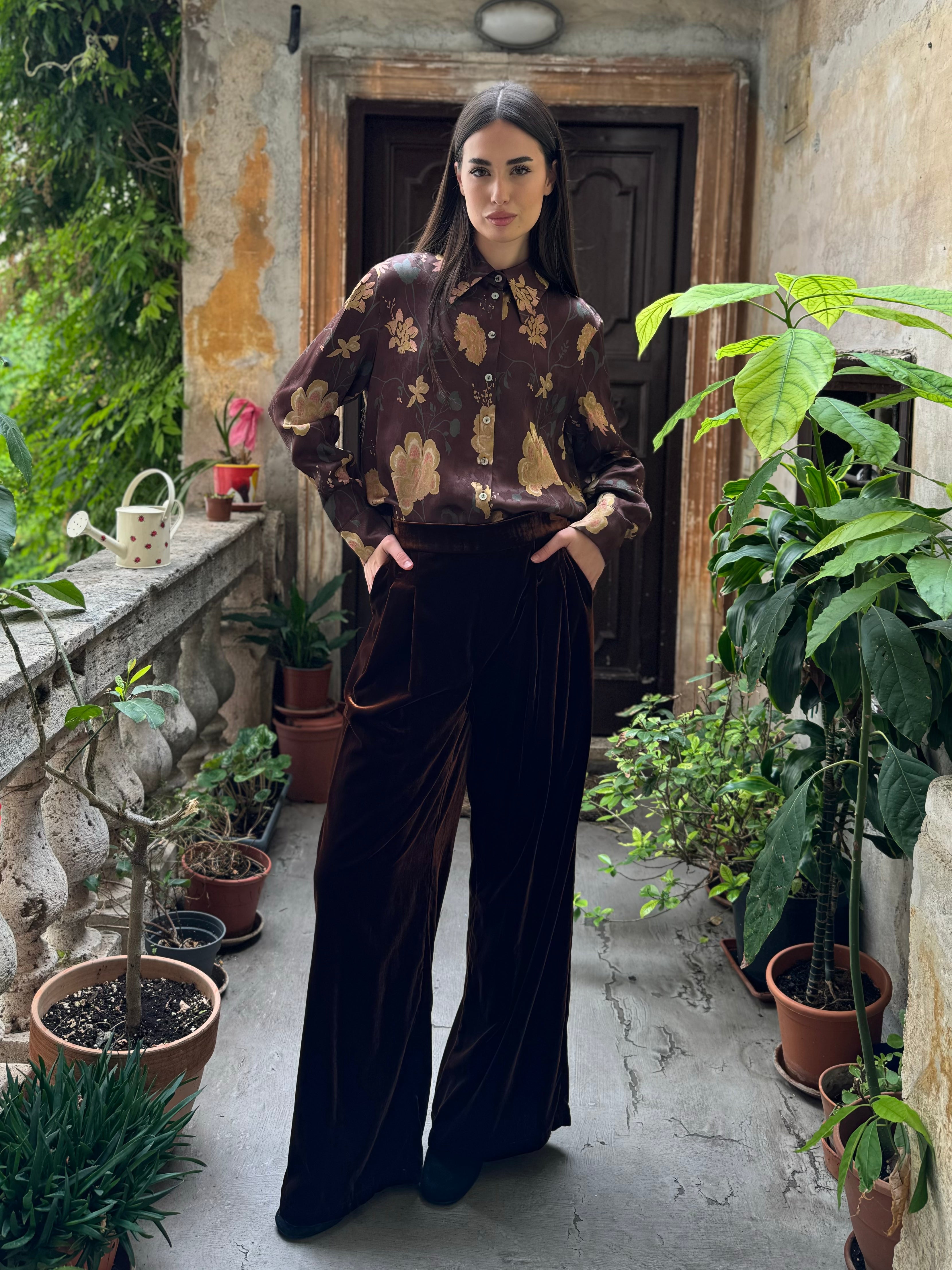 WU-SIDE - camicia jacquard - MARRONE