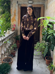WU-SIDE - pantalone velluto palazzo - RUGGINE