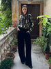 WU-SIDE - pantalone velluto palazzo - NERO