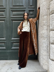 WU-SIDE - kimono jacquard bordi velluto - RAME