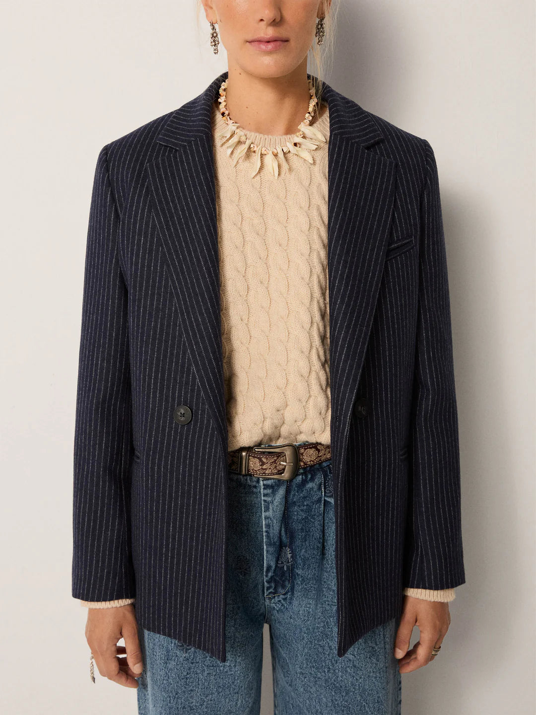 MAISON HOTEL - giacca jackie lana - NAVY