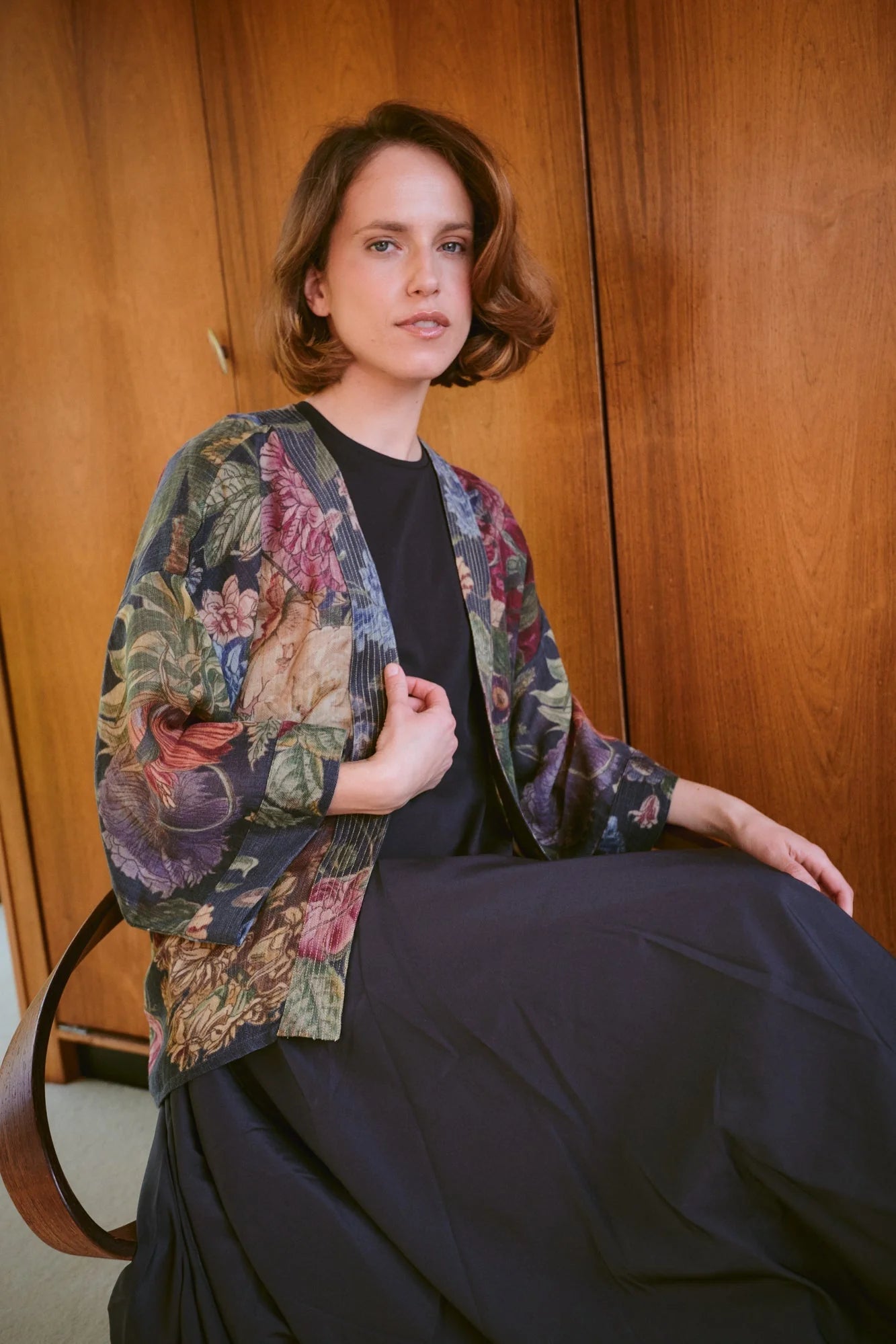 one-hundred-stars-1 - giacca kimono wool - PRIMULA BLACK