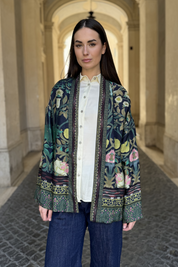 WU-SIDE - giacca kimono fantasia viscosa - BLUE