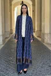 WU-SIDE - kimono extra lungo viscosa - BLUE