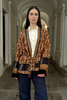 WU-SIDE - giacca kimono viscosa inserti velluto - MARRONE