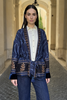 WU-SIDE - giacca kimono viscosa inserto velluto- BLUE