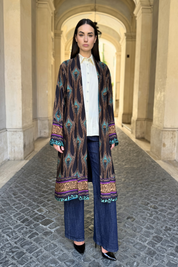 WU-SIDE - kimono fantasia viscosa - NERO