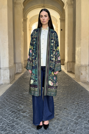 WU-SIDE - kimono fantasia viscosa - BLUE