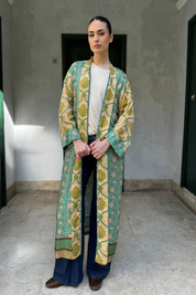 WU-SIDE - kimono extra lungo viscosa - VERDE OLIO