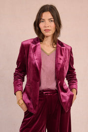 MOLLY BRACKEN - giacca blazer velluto - DARK RED