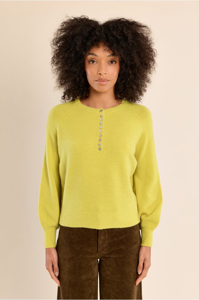 MOLLY BRACKEN - button-down knit sweater - LIME GREEN