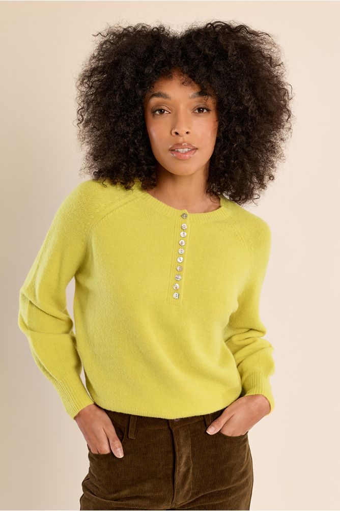 MOLLY BRACKEN - button-down knit sweater - LIME GREEN