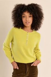 MOLLY BRACKEN - button-down knit sweater - LIME GREEN