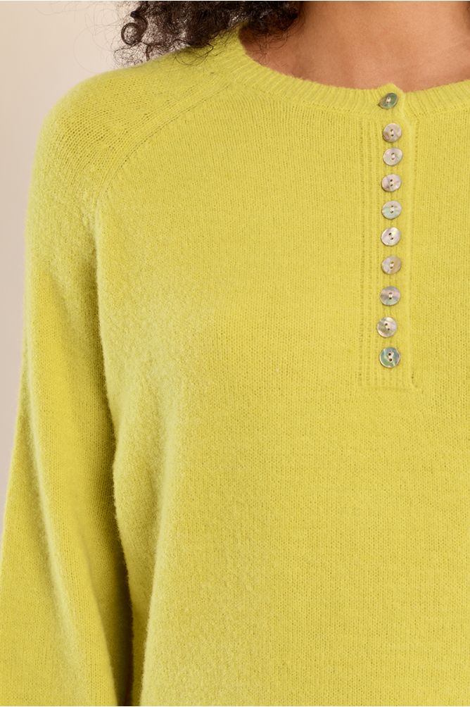 MOLLY BRACKEN - button-down knit sweater - LIME GREEN