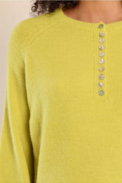 MOLLY BRACKEN - button-down knit sweater - LIME GREEN