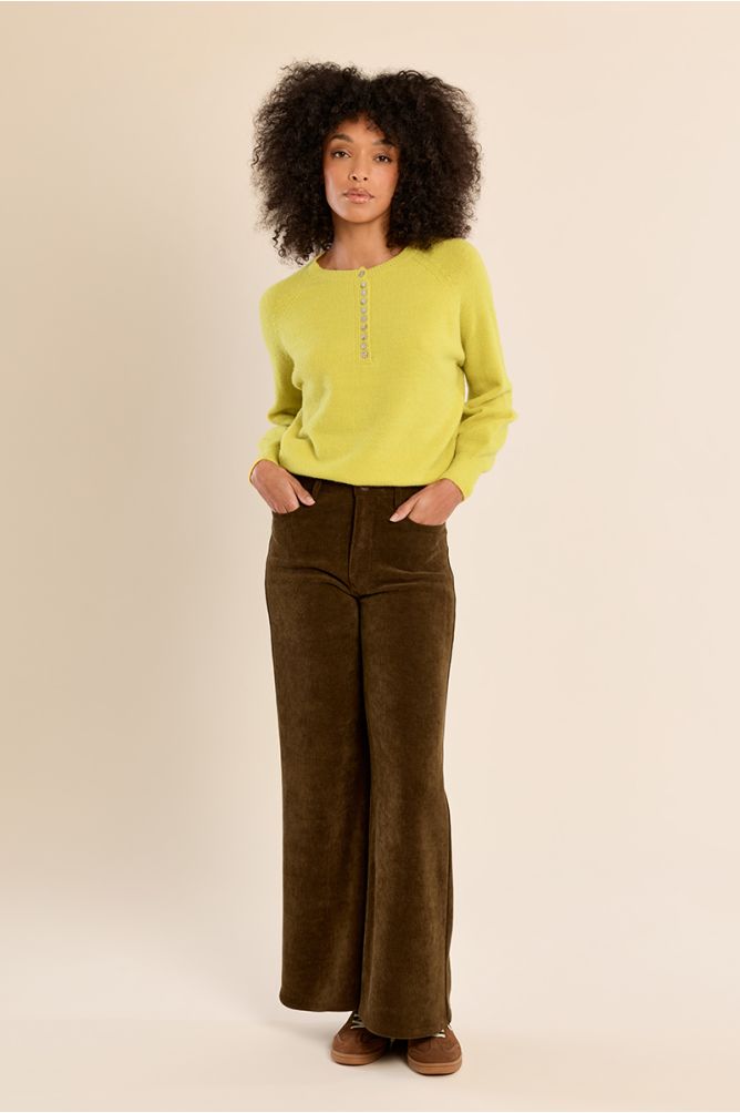 MOLLY BRACKEN - button-down knit sweater - LIME GREEN
