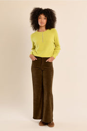 MOLLY BRACKEN - button-down knit sweater - LIME GREEN