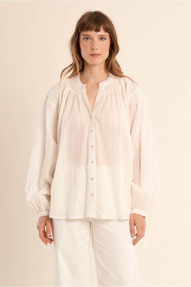 MOLLY BRACKEN - ladies woven shirt cotton - WHITE