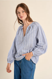 MOLLY BRACKEN - ladies woven blouse cotton - BLUE
