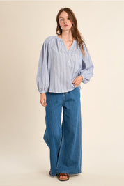 MOLLY BRACKEN - ladies woven blouse cotton - BLUE