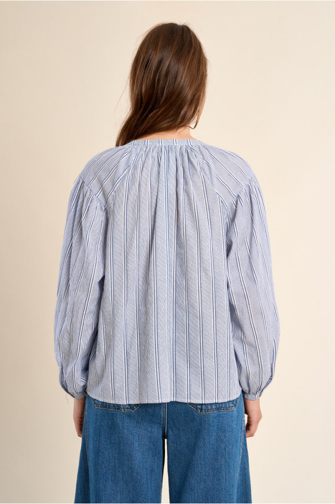 MOLLY BRACKEN - ladies woven blouse cotton - BLUE