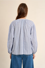 MOLLY BRACKEN - ladies woven blouse cotton - BLUE