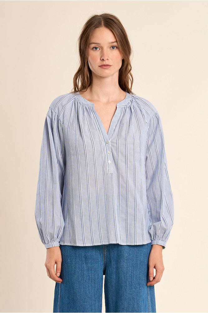 MOLLY BRACKEN - ladies woven blouse cotton - BLUE