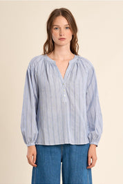 MOLLY BRACKEN - ladies woven blouse cotton - BLUE