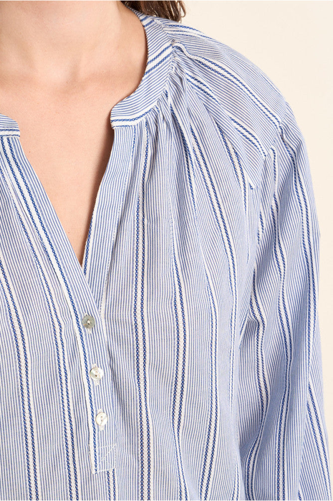 MOLLY BRACKEN - ladies woven blouse cotton - BLUE