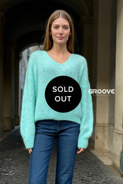 Dissolved Labs - Maglia Mohair Scollo A V Verde Acqua