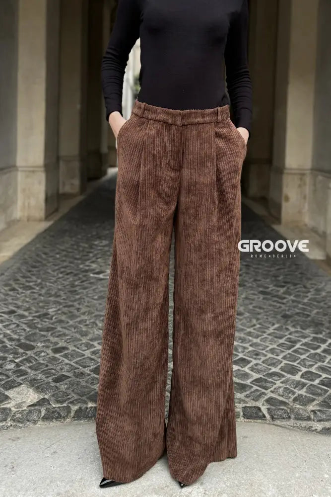 Dissolved Labs - Pantalone Velluto Palazzo Tabacco