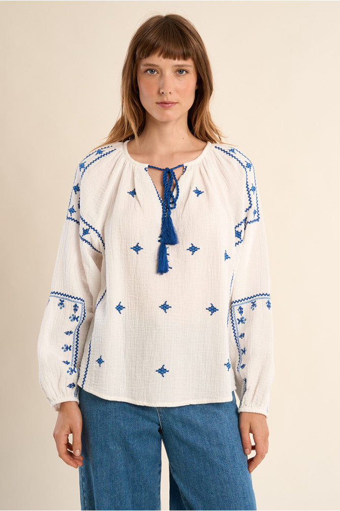 MOLLY BRACKEN - ladies woven blouse cotton - WHITE
