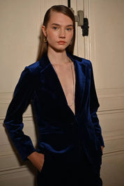MOLLY BRACKEN - giacca blazer velluto - COBALT BLUE