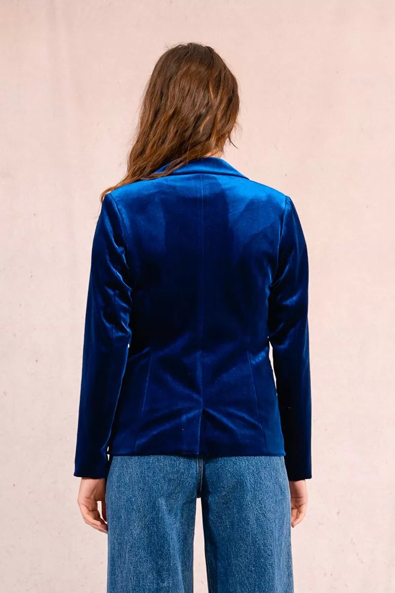 MOLLY BRACKEN - giacca blazer velluto - COBALT BLUE