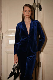 MOLLY BRACKEN - giacca blazer velluto - COBALT BLUE