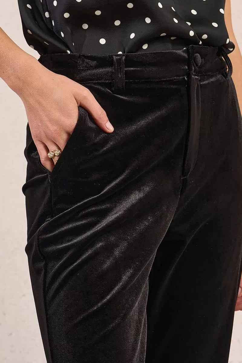 MOLLY BRACKEN - pantalone velluto - BLACK